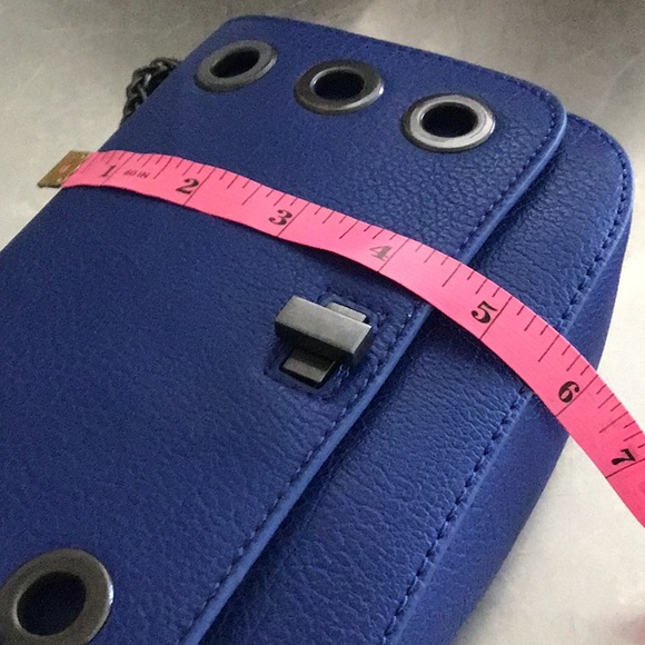 INC Blue& Black leather cross body. Smoky black rolled chain & details.NWT - Picture 9 of 11